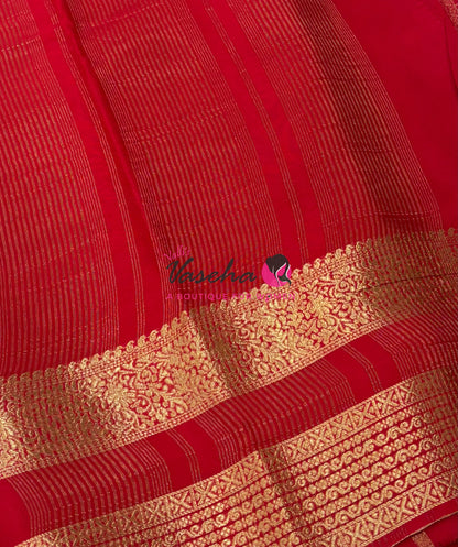 Semi Mysore Crepe Silk  - Red Shade - VVSMC004