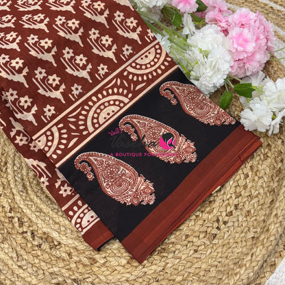Pure Soft Mul Mul Cotton Sarees - Hand Block Prints - VVMMC011