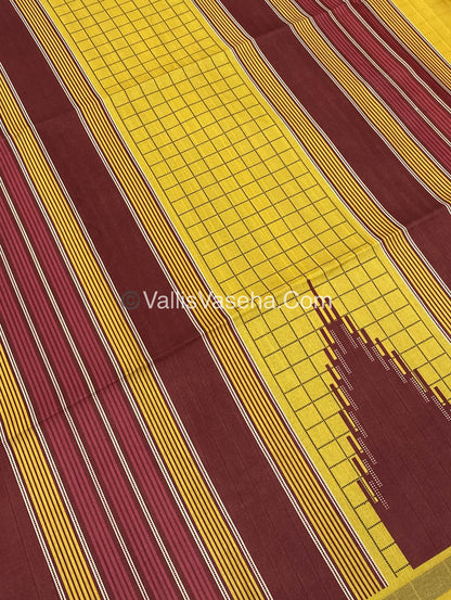 Semi Chanderi Saree - Yellow & Red Combo - VVSCS003
