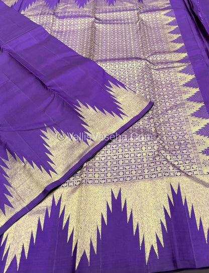 Pure Vintage Kanchipuram Silk Saree  - 8 Kol Weaving - Dark Purple Shade - VVPS019