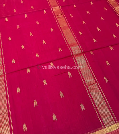 Pure Maheshwari Silk Cotton Saree - Pink Color - VVMSC002