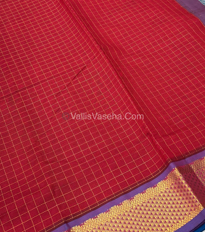 20% Offer |Semi Silk Cotton Saree |Red With Blue shade |VVSSC002