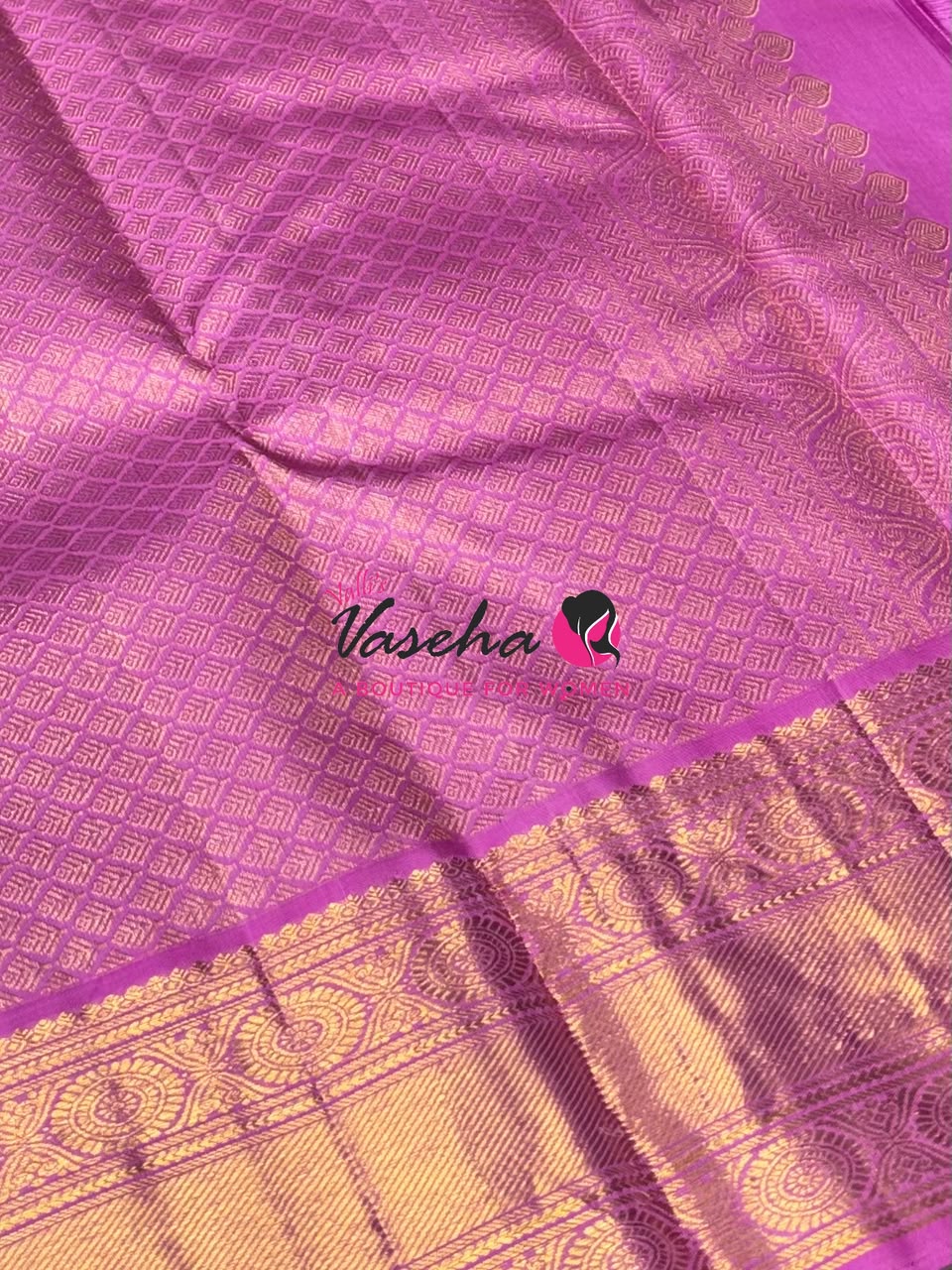 Pure Kanchipuram Silk Saree   - Brown & Pink Combo - VVPS059