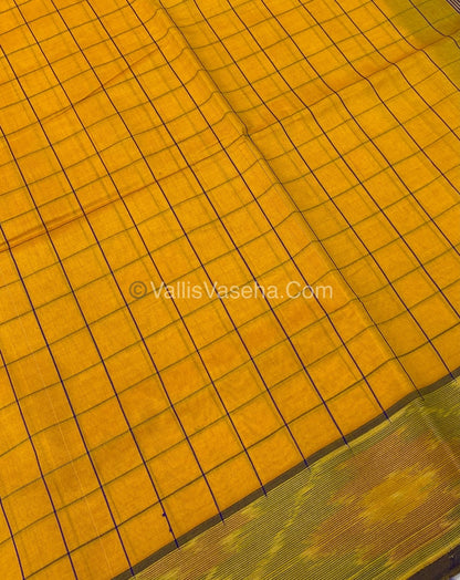 Semi Silk Cotton Saree - Yellow & Blue - VVSSC001