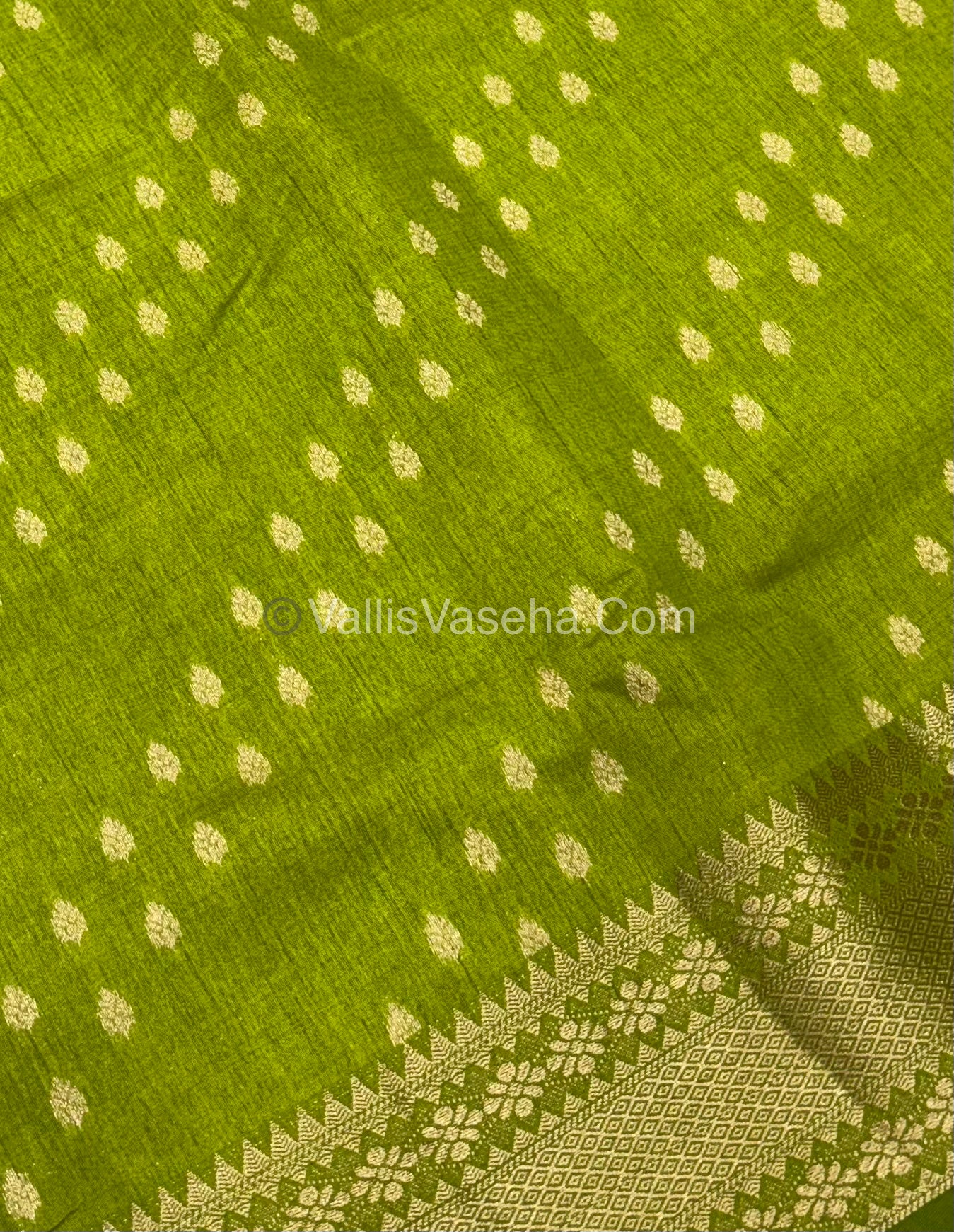 Semi Tussar Silk - Grand Pallu  - ￼Green Shade - VVSTS017