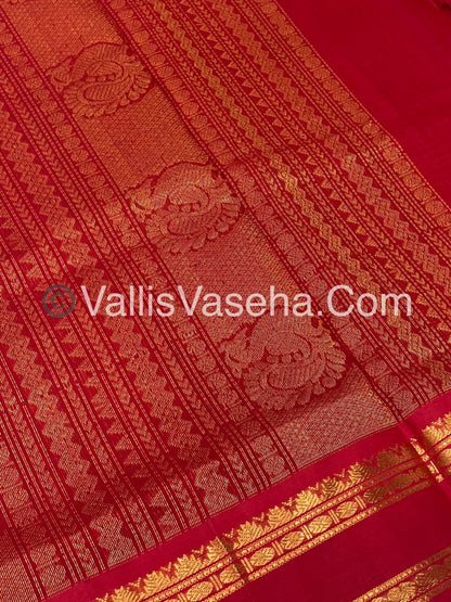 Pure Korvai Silk Cotton - Podi Kattam - Merun & Black with Teal Green - Retta Petta Border - VVKSC003
