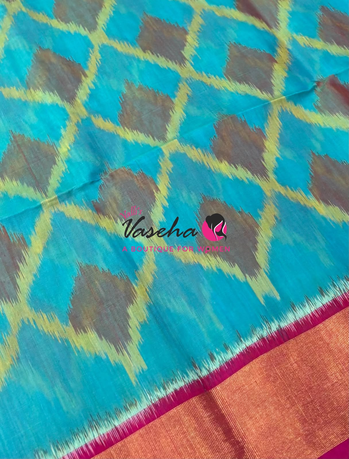 Pochampally Silk Cotton Saree - Blue & Pink Shade - VVPPS001