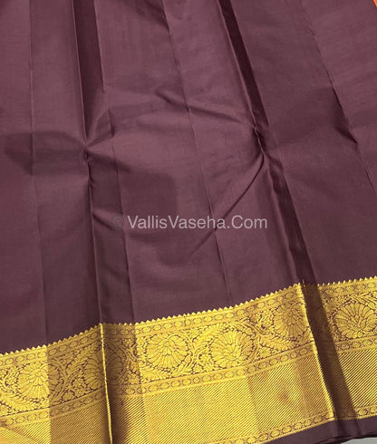 Pure Kanchipuram Silk Saree - Vaira Voosi design - Rust Orange & Brown shade - VVPS014