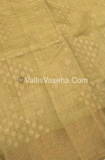 Semi Tussar Silk - Grand Pallu  - Cream Shade - VVSTS025