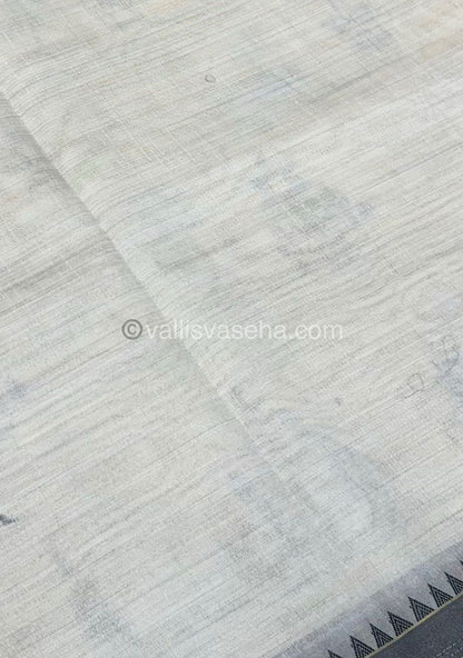 Semi Tussar Embroidery - Cream with Greyish Black Combo - VVSTE001