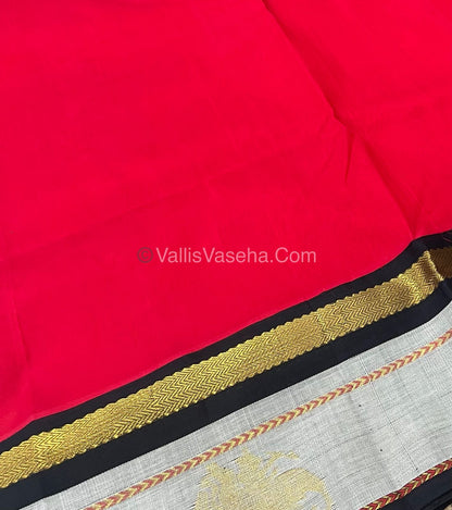 Pure Korvai Silk Cotton Saree - Border Elephant butta Design - VVKSC018