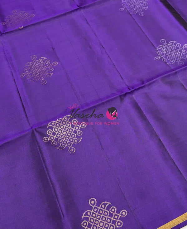 Half Mixed Soft Silk Saree - Kolam Design - Purple Shade - VVPSS077