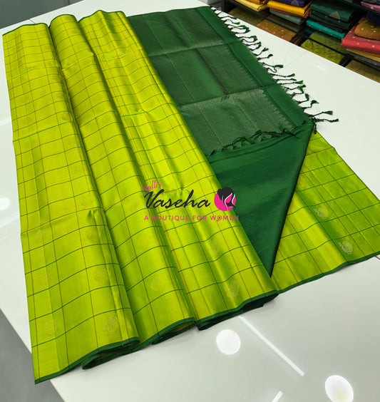 Pure Soft Silk Saree - Green & Green Shade - VVPSS055