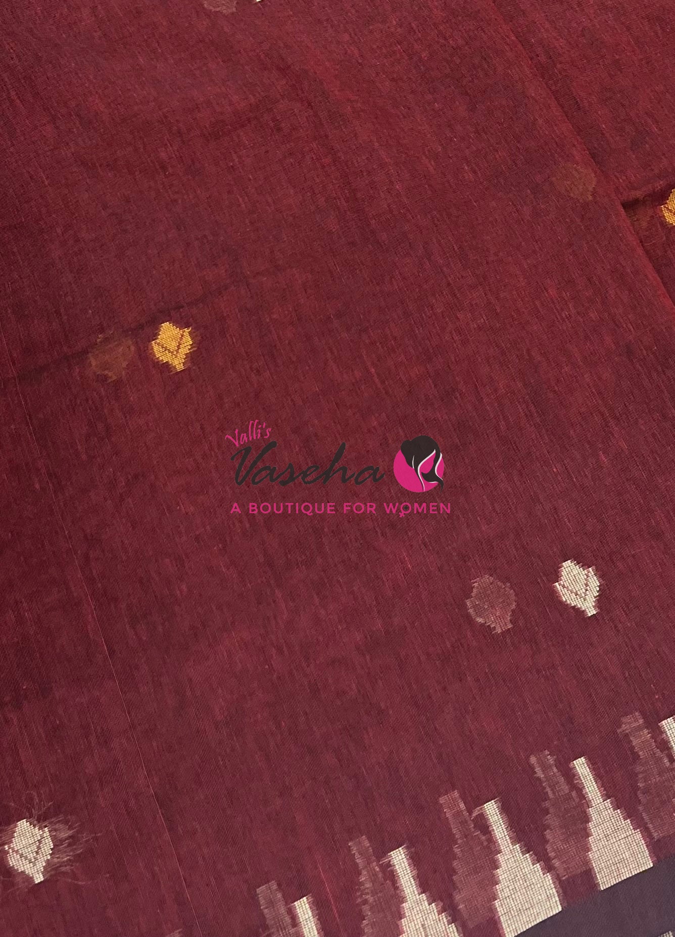 Bengal Kaddhi Cotton Saree | VVBKC001 |Maroonish Red