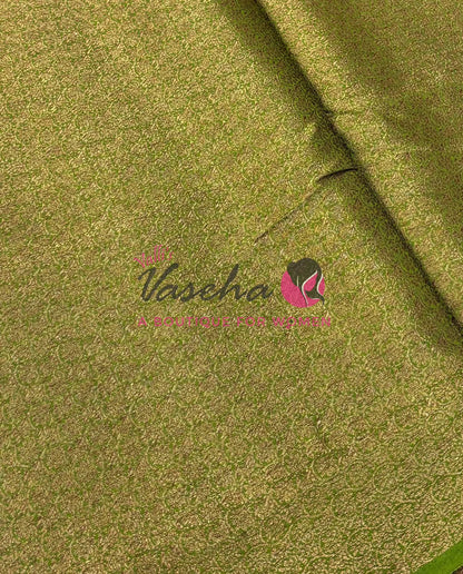 Bamboo Silk Saree- Brown with Green Shade - VVBSS014