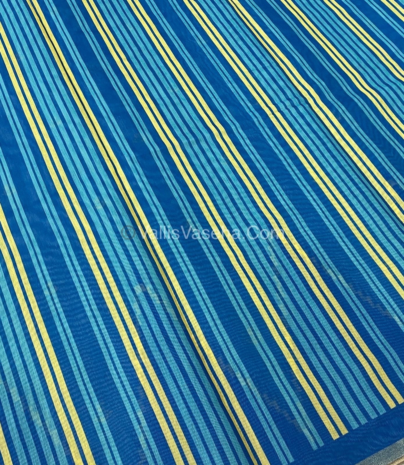 Semi Chanderi Saree - Blue & Blue Combo - VVSCS003