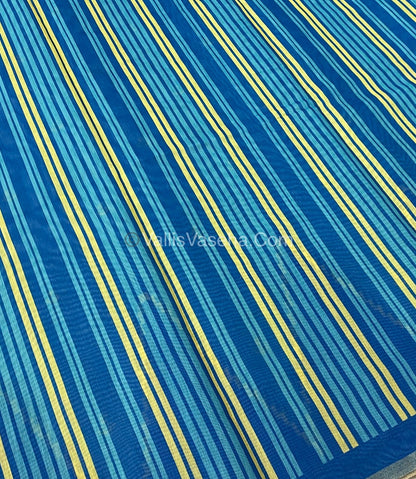 Semi Chanderi Saree - Blue & Blue Combo - VVSCS003