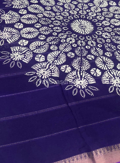 Muslin Georgette Saree -Violetish Blue with Purple - VVMGS001