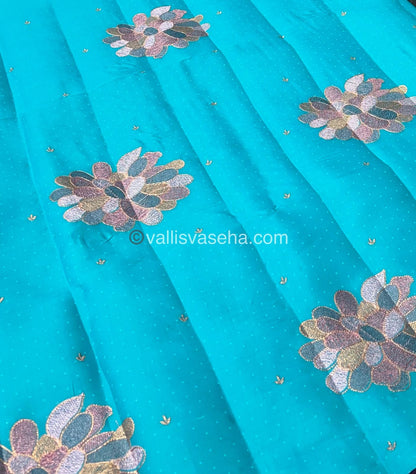 Butter Silk  - Flower Butta - Blue & Pink Combo - VVBS001