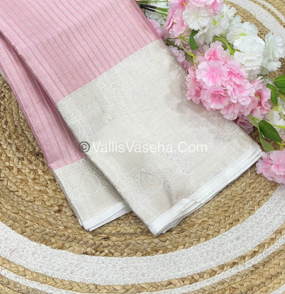 Semi Bridal Tissue Sarees - Light Pastel Pink & Half White Combo - VVSBT003