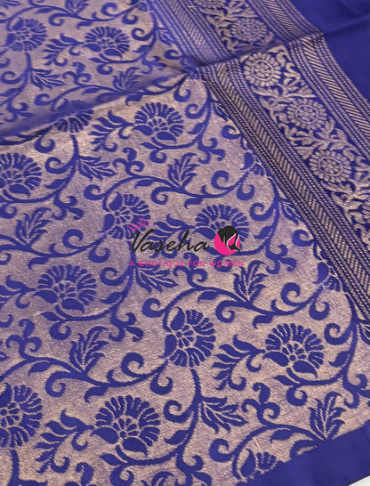 Pure Soft Silk Saree - Greyish Blue & Blue  - VVPSS091