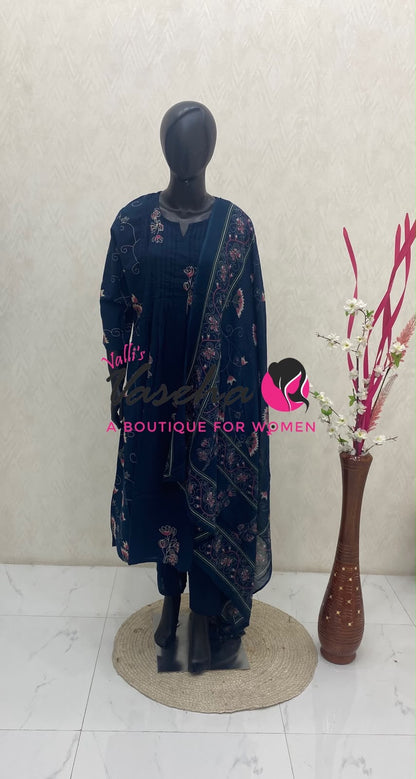 Ready Made | Semi Anarkali Set  (3pc)|Cotton |VVRMS033