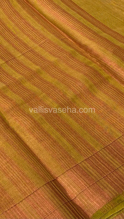 Semi Tussar Silk - Temple border - Mustard Yellow Shade - VVSTS001