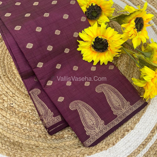 Semi Tussar Silk Saree - Wine shade - VVSTS010