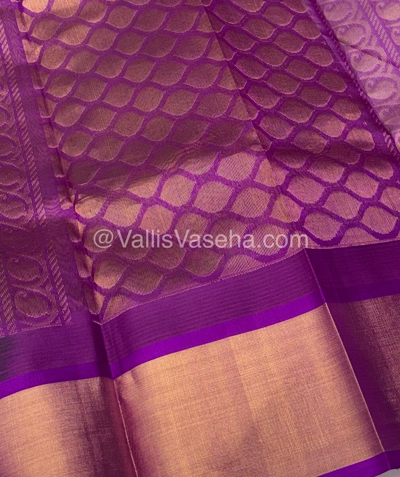 Pure Korvai Silk Cotton Saree - Sneha Green With Purplish Pink Shade Temple border - VVKSC001