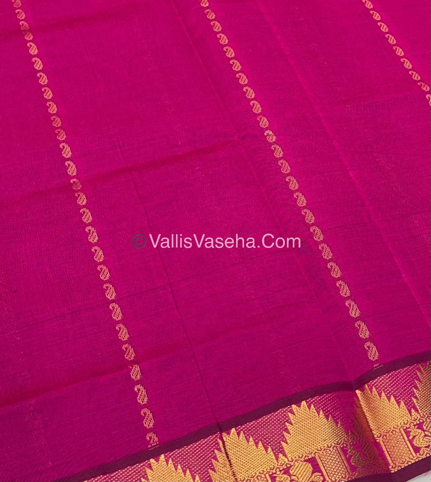 Semi Silk Cotton Saree - Pink With Dark Purple Shade - VVSSC005