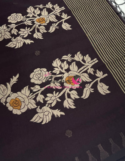 Bengal Kaddhi Cotton Saree | VVBKC001 |Wine Brown