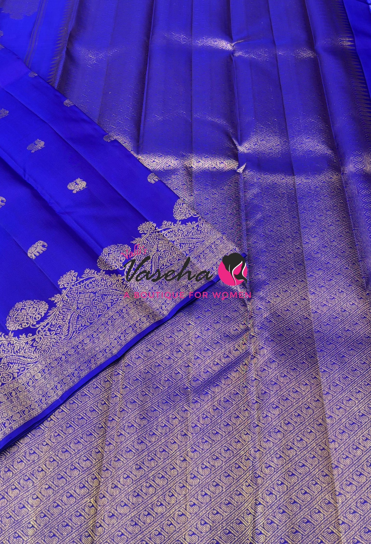 Pure Kanchipuram Silk Saree - Royal Blue - VVPS084