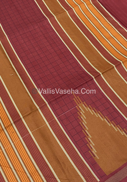 Semi Chanderi Saree - Rust Red & Orange Combo - VVSCS003