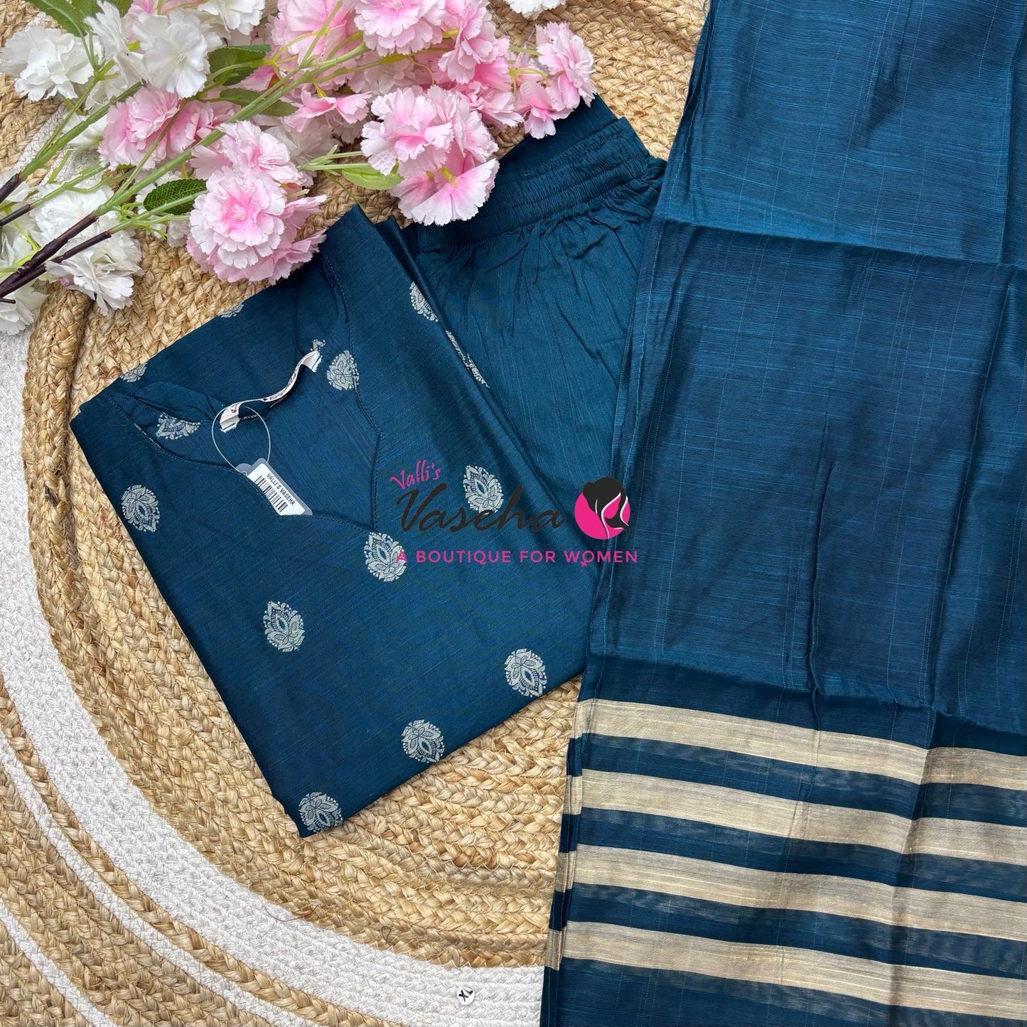 Readymade 3pc Set - Raw Silk Cotton - VVRMS018