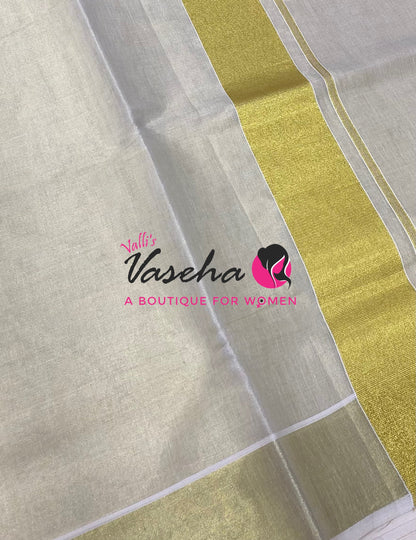 Kerala Golden Tissue Saree  - VVKCS031