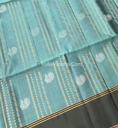 Pure Soft Silk Saree - Pastel Blue & Olive Green - VVPSS062