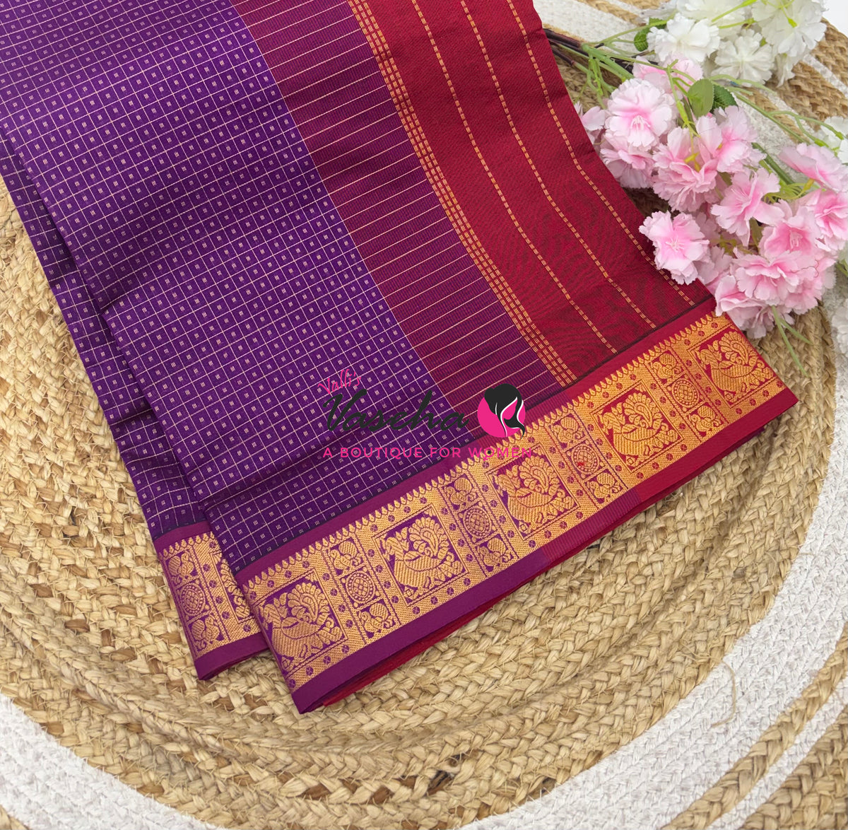 Semi Silk Cotton Saree | Lakshadeepam Design |VVSSC009