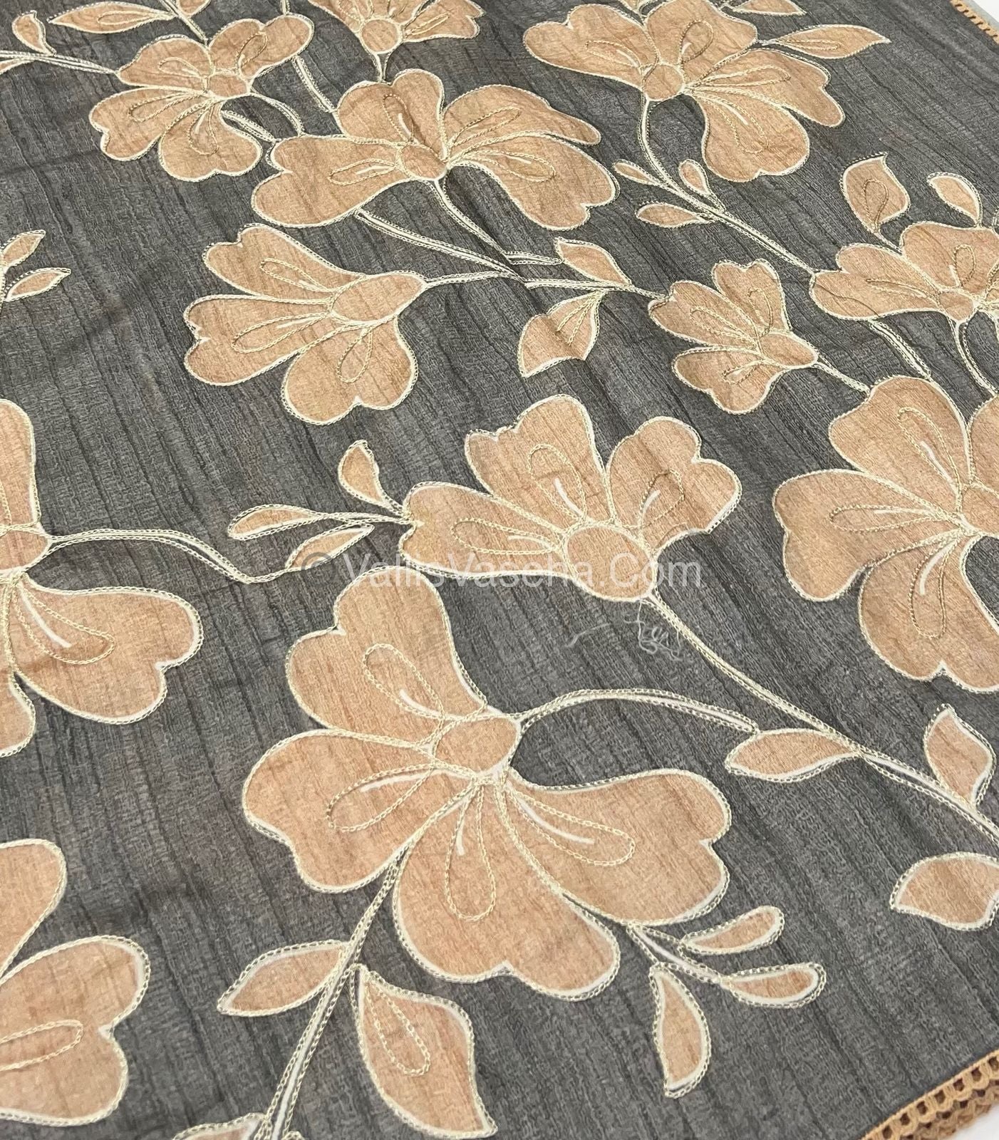 Semi Raw Silk with embroidery work - VVSRS001