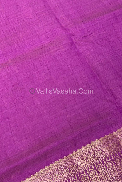 Semi Tussar Silk - Grand Pallu  - Purplish Pink Shade - VVSTS031