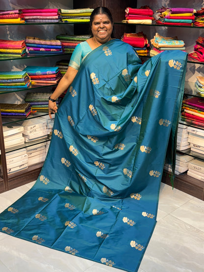 Semi Soft Silk - Border less - Dark Peacock Blue - VVSSS007