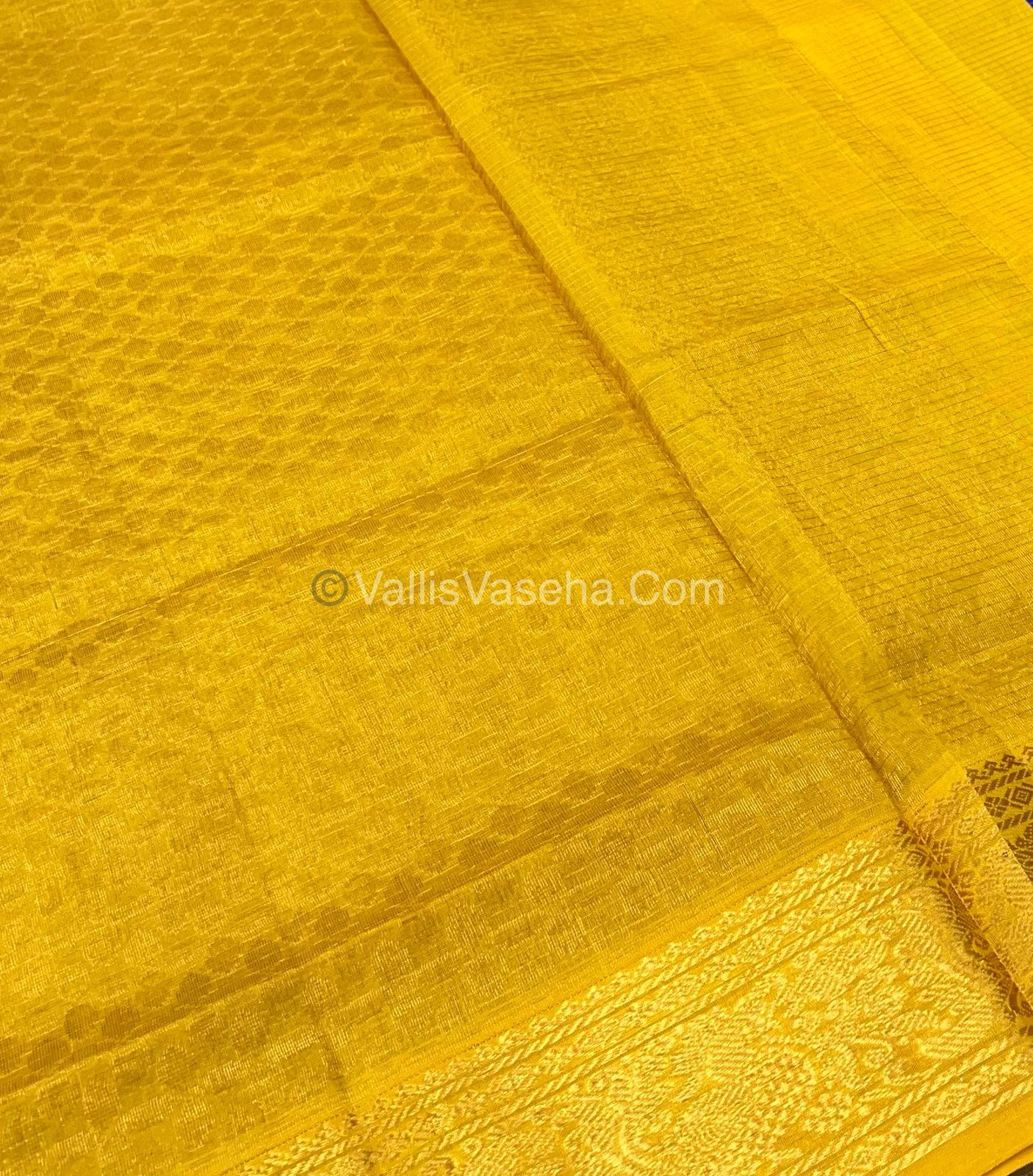 Pure Silk Cotton Sarees - Vairavoosi Lines - Blue & Yellow- VVPSC005