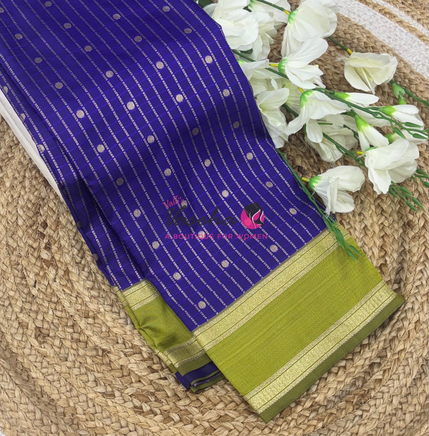 Semi Soft Silk -  Violetish Purple With Green- VVSSS035