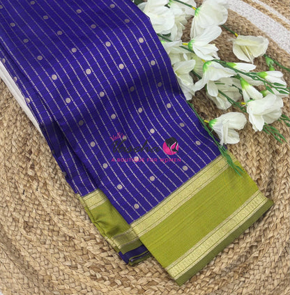 Semi Soft Silk -  Violetish Purple With Green- VVSSS035