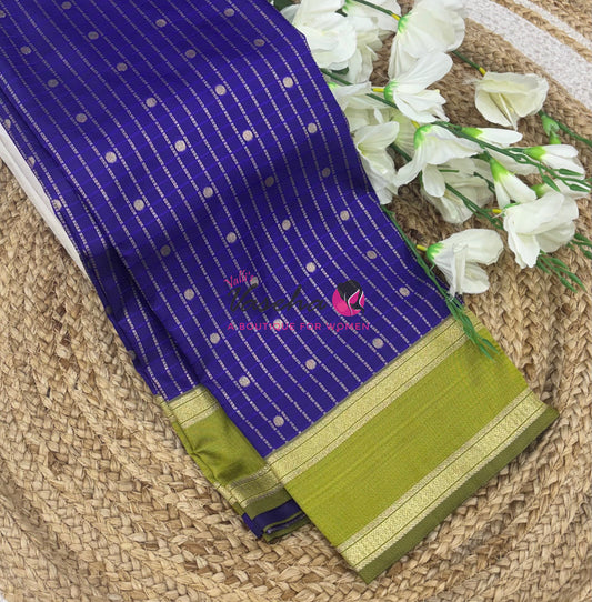 Semi Soft Silk -  Violetish Purple With Green- VVSSS035