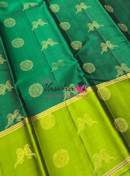 Half Mix - Pure Soft Silk Saree - Long Retta Petta Border with Butta - VVPSS084
