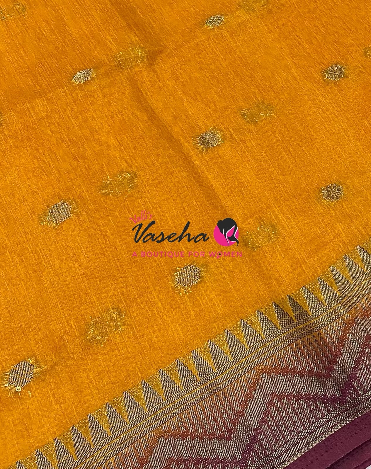 Semi Jute Silk Saree -  Yellow With Red Shade- VVSJS002