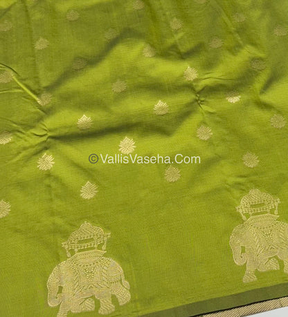 Semi Soft Silk - Elephant Butta Border - Green Shade -VVSSS011