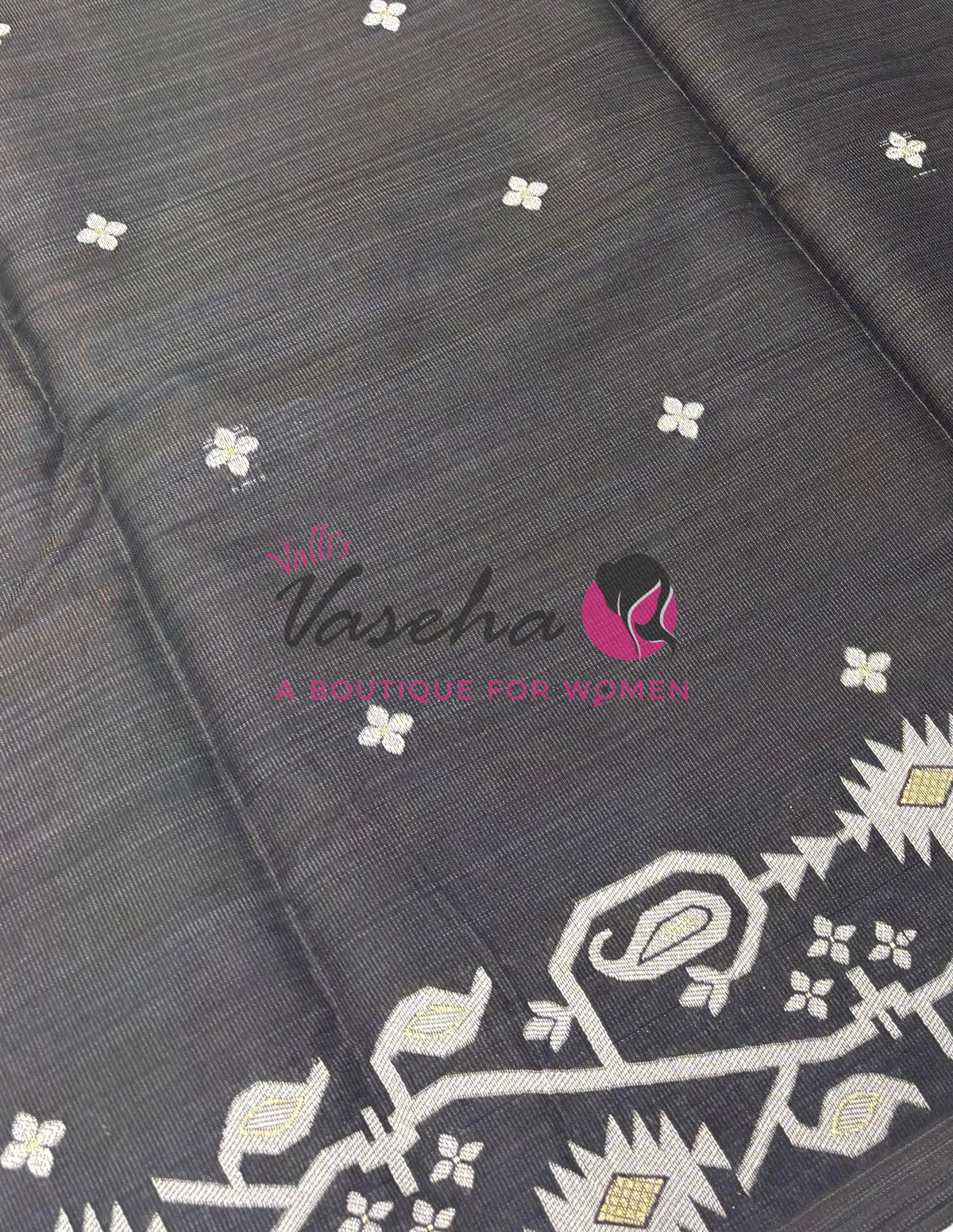 Semi Gicha Tussar Silk - Black Shade - VVGTS002