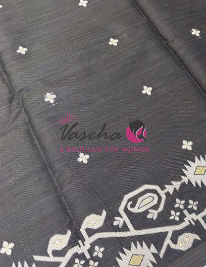 Semi Gicha Tussar Silk - Black Shade - VVGTS002
