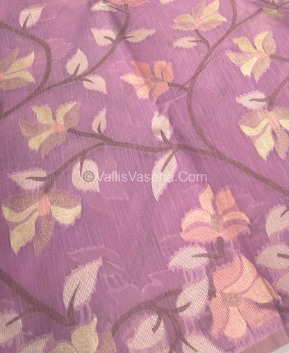 Semi Raw Silk with Jamdhani Design Weaving - Lilac / Light Lavendar shade VVRS001